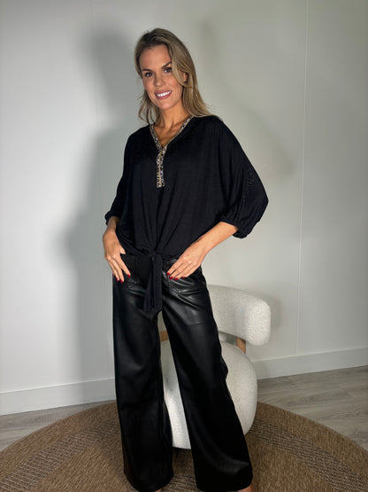 Monaco Diamante Trim Blouse