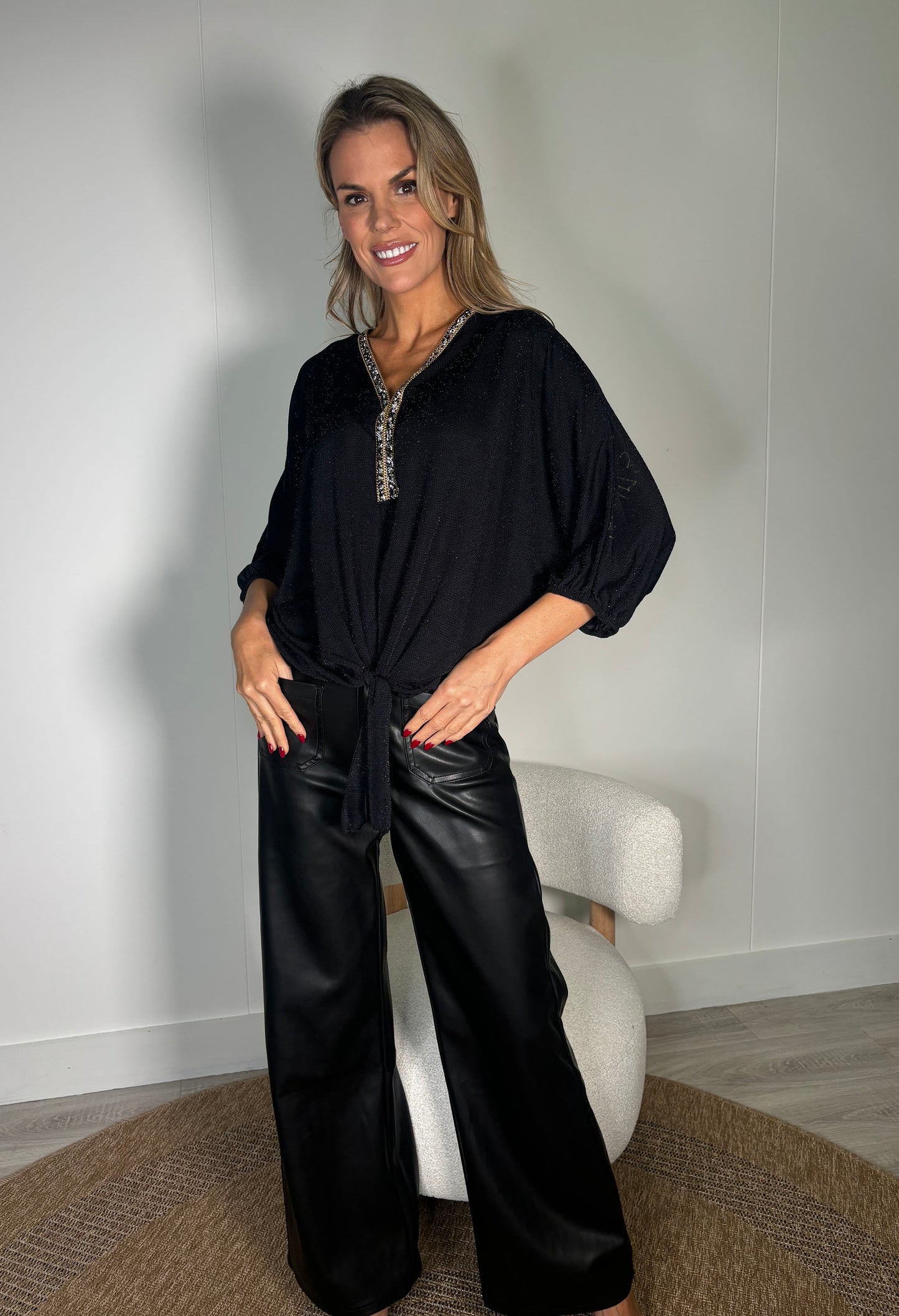 Monaco Diamante Trim Blouse