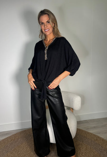 Monaco Diamante Trim Blouse