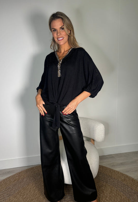 Monaco Diamante Trim Blouse