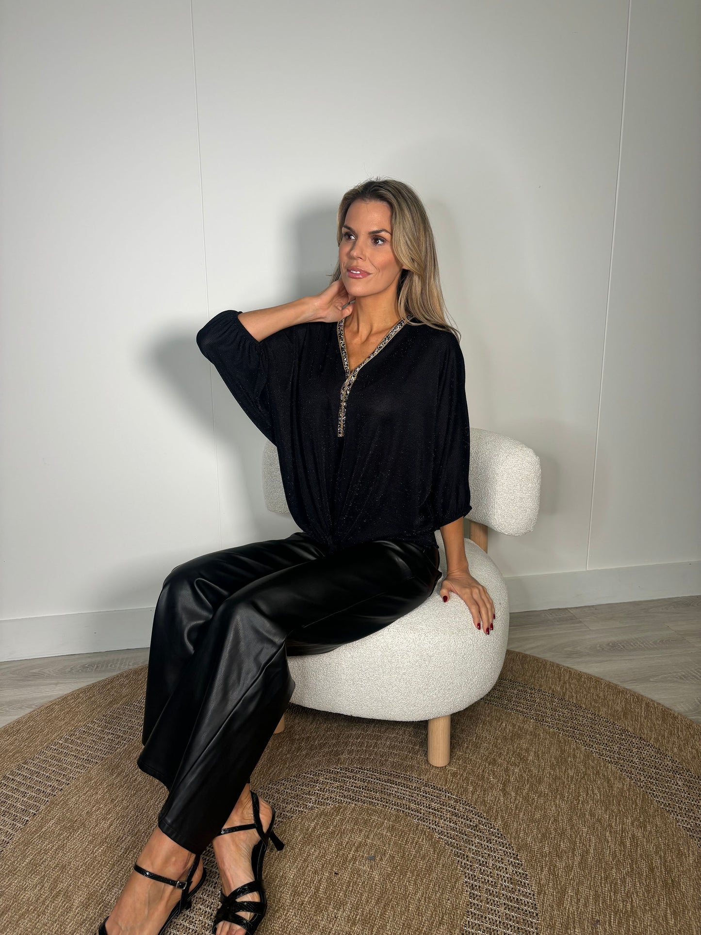 Monaco Diamante Trim Blouse