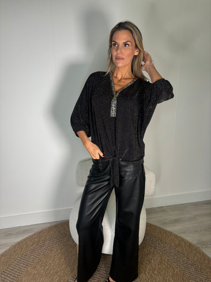 Monaco Diamante Trim Blouse