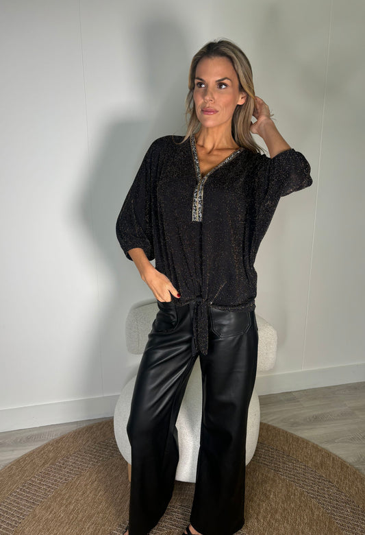 Monaco Diamante Trim Blouse