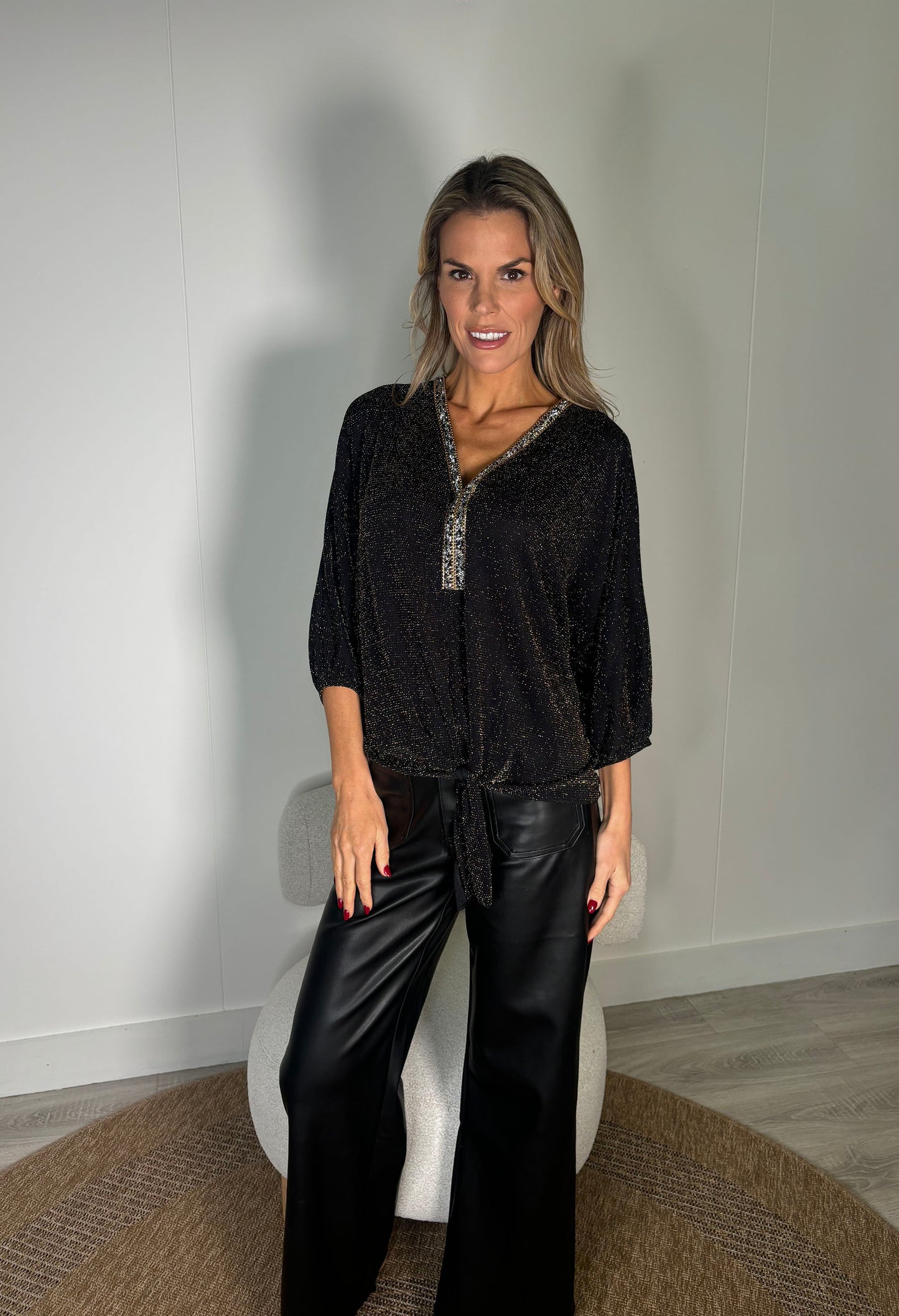 Monaco Diamante Trim Blouse