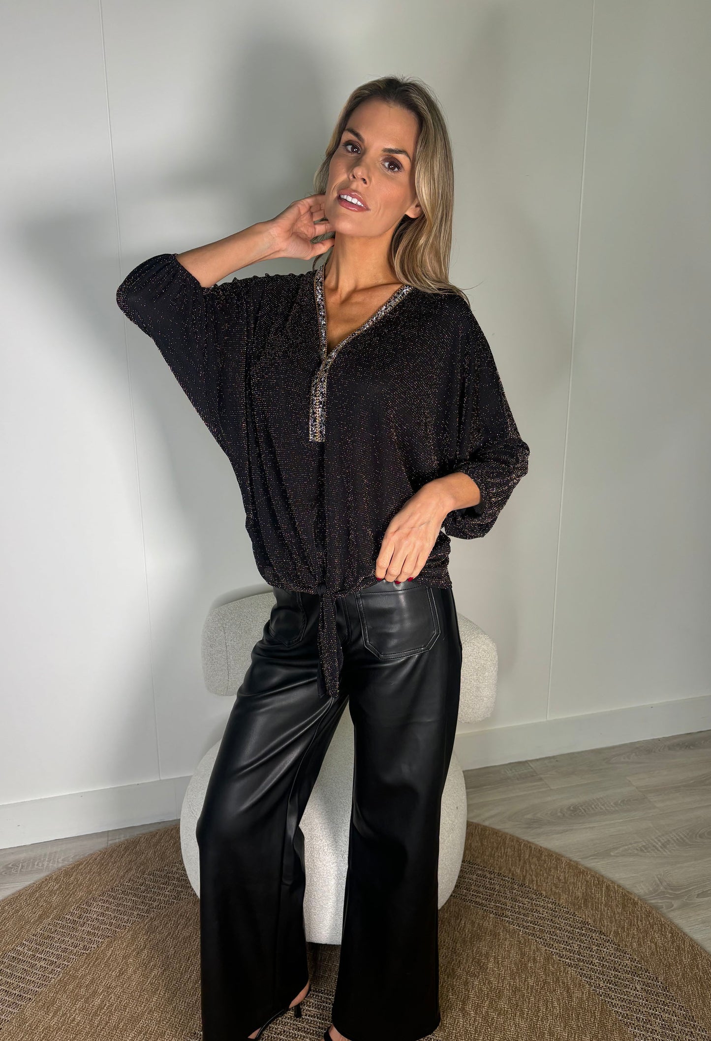 Monaco Diamante Trim Blouse