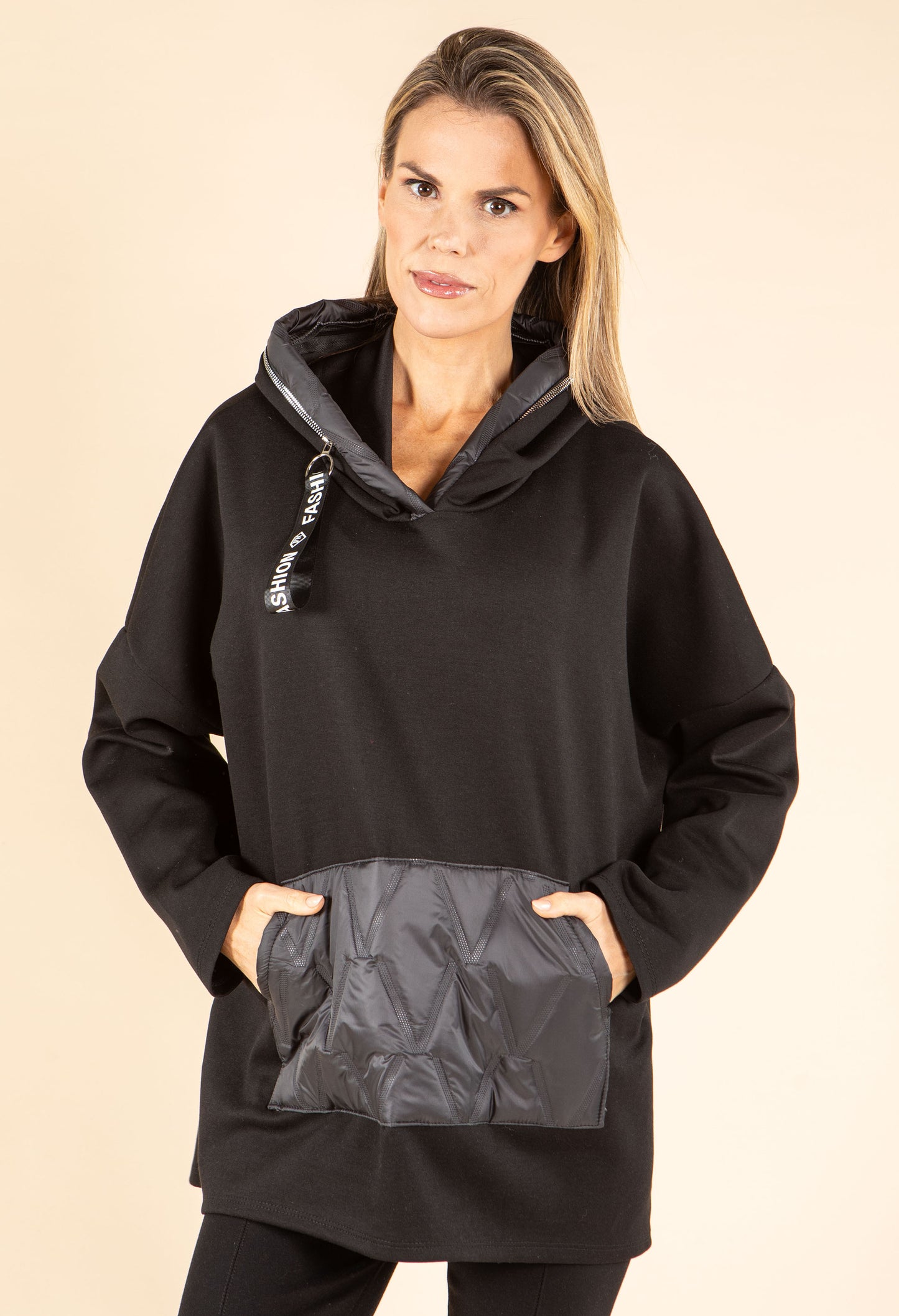 Longline Zip Detail Hoodie