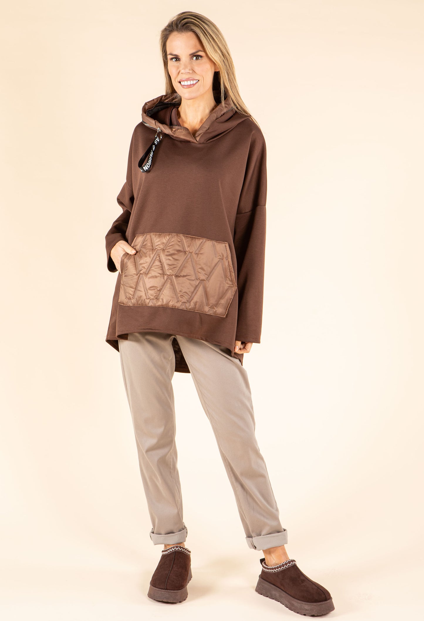 Longline Zip Detail Hoodie