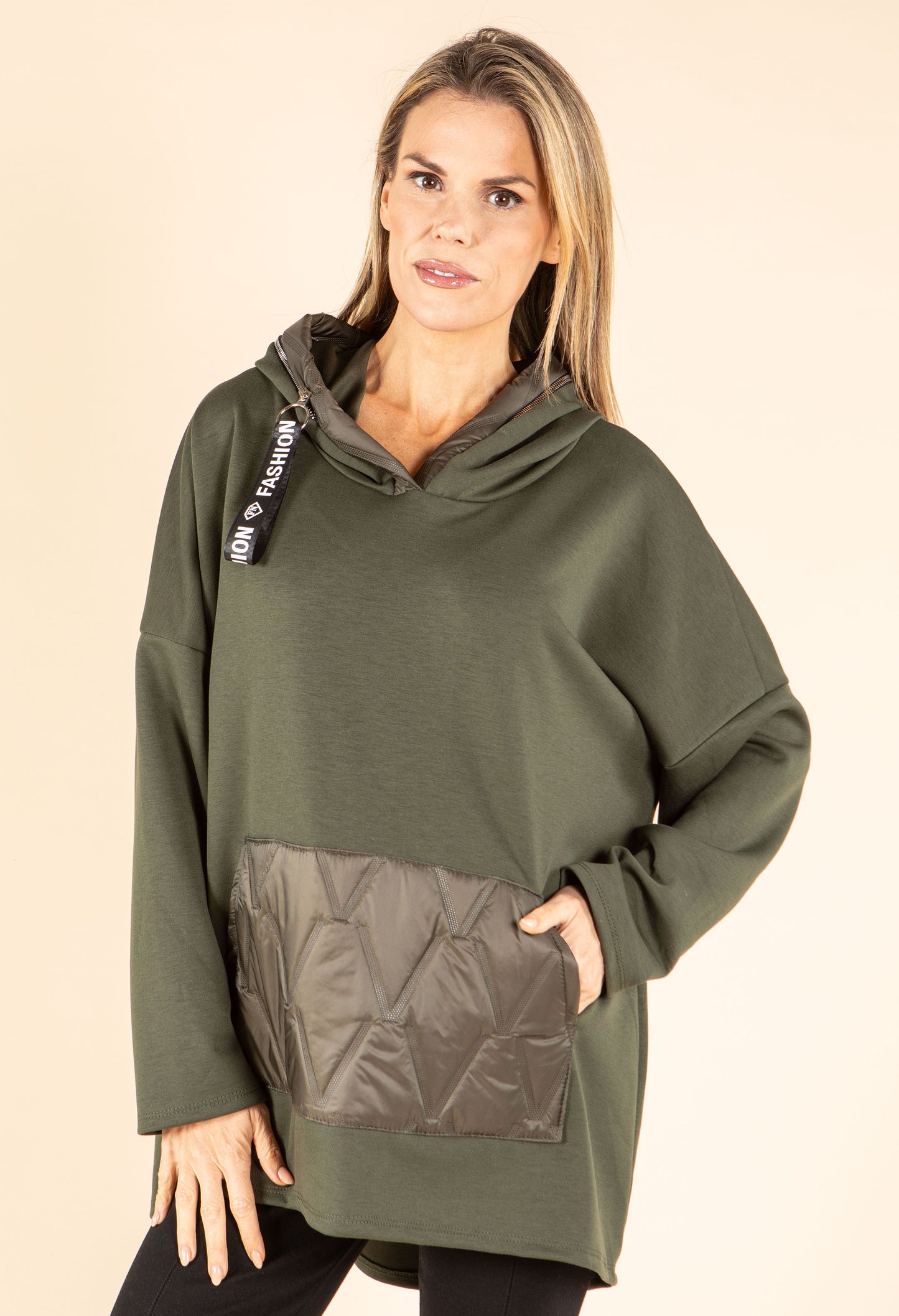 Longline Zip Detail Hoodie