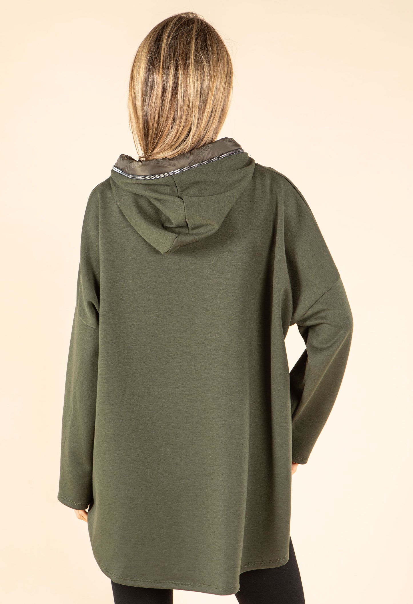 Longline Zip Detail Hoodie