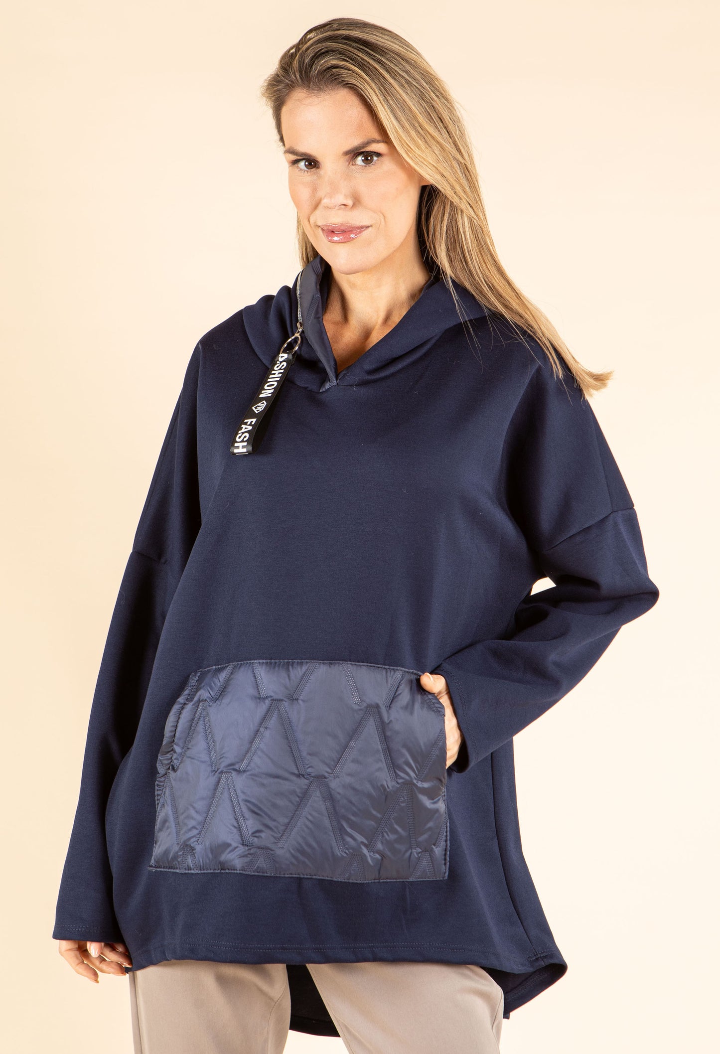 Longline Zip Detail Hoodie