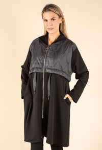 Longline Quilted Detail Hooded Jacket
