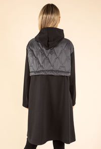Longline Quilted Detail Hooded Jacket