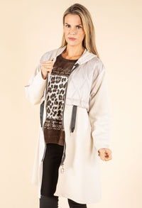 Longline Quilted Detail Hooded Jacket