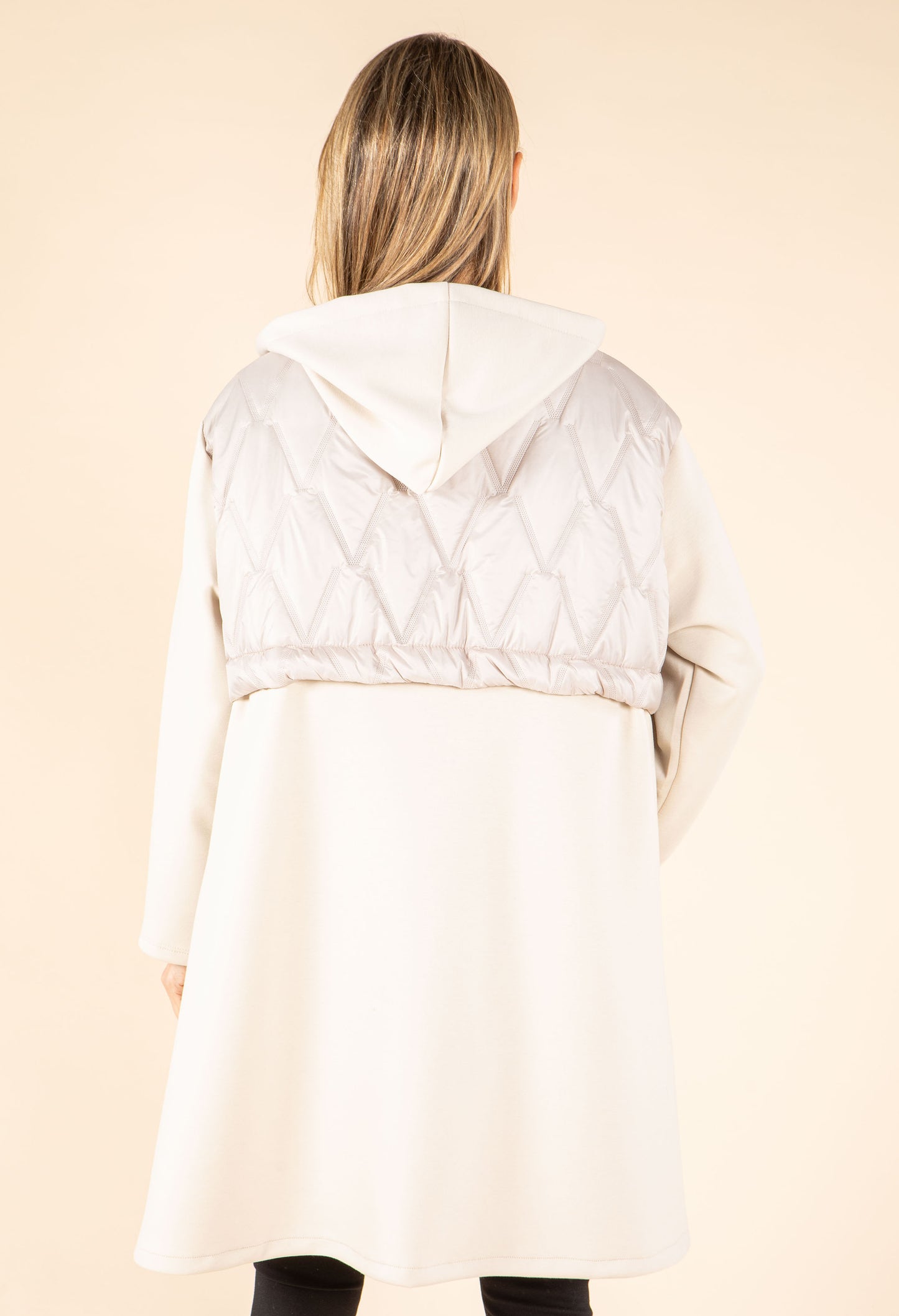 Longline Quilted Detail Hooded Jacket