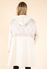 Longline Quilted Detail Hooded Jacket