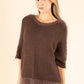 Ribbed Wool-Blend Knit Jumper with Fluffy Trim
