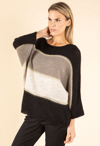 Colourblock Wool Blend Knit Jumper