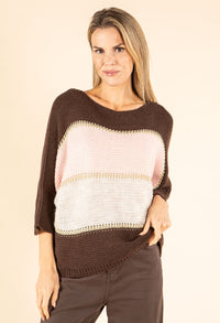 Colourblock Wool Blend Knit Jumper
