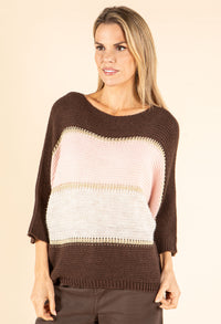 Colourblock Wool Blend Knit Jumper