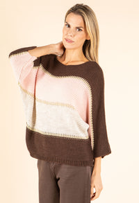 Colourblock Wool Blend Knit Jumper