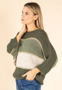 Colourblock Wool Blend Knit Jumper