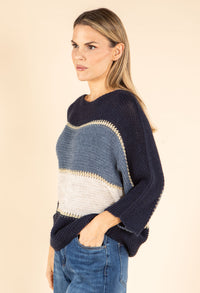 Colourblock Wool Blend Knit Jumper