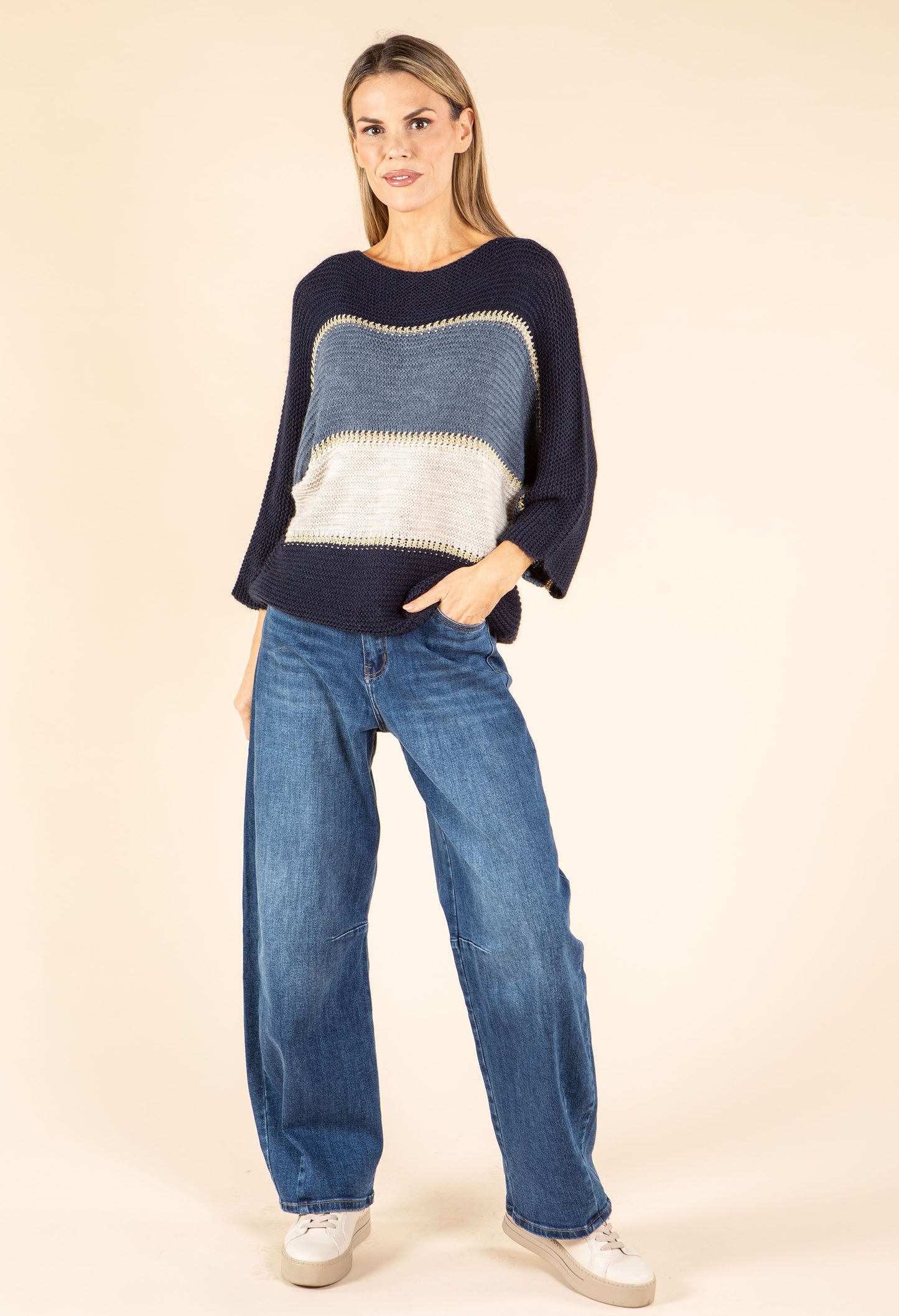 Colourblock Wool Blend Knit Jumper