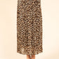 Pleated Leopard Midi Skirt