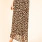 Pleated Leopard Midi Skirt