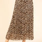 Pleated Leopard Midi Skirt