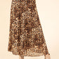 Pleated Leopard Midi Skirt
