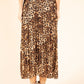 Pleated Leopard Midi Skirt