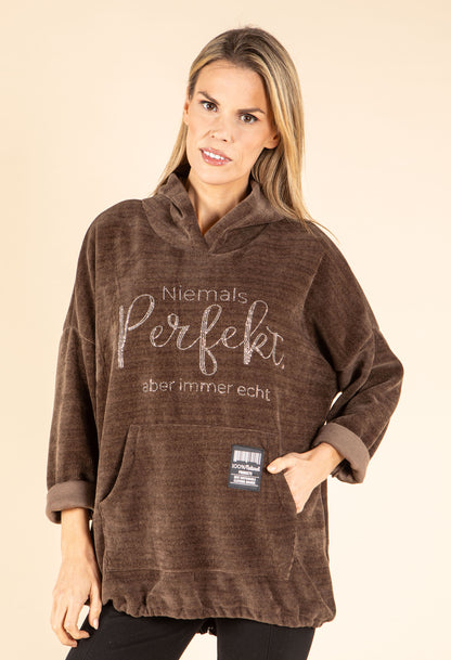 Diamante Soft Touch Longline Hoodie