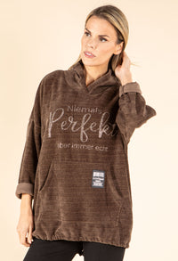 Diamante Soft Touch Longline Hoodie