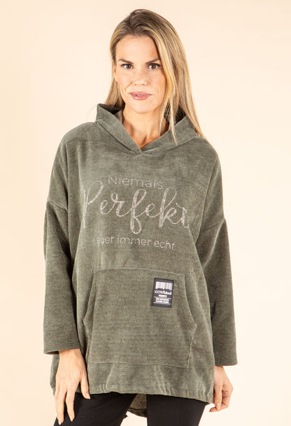 Diamante Soft Touch Longline Hoodie