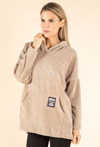 Diamante Soft Touch Longline Hoodie