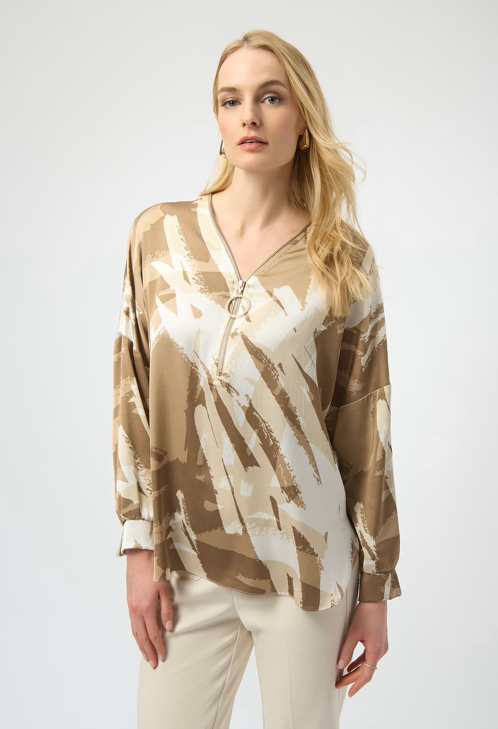 V-neck Zipper Casual Top