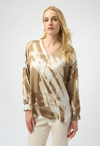 V-neck Zipper Casual Top