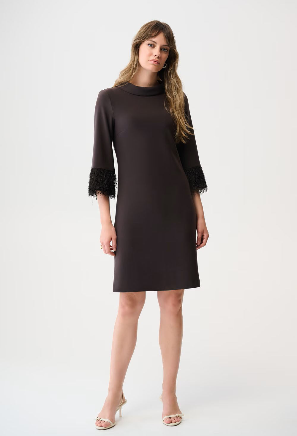 High-neck Knee-length Shift Dress