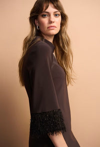 High-neck Knee-length Shift Dress