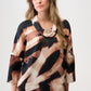 Abstract Cowl Neck Pullover