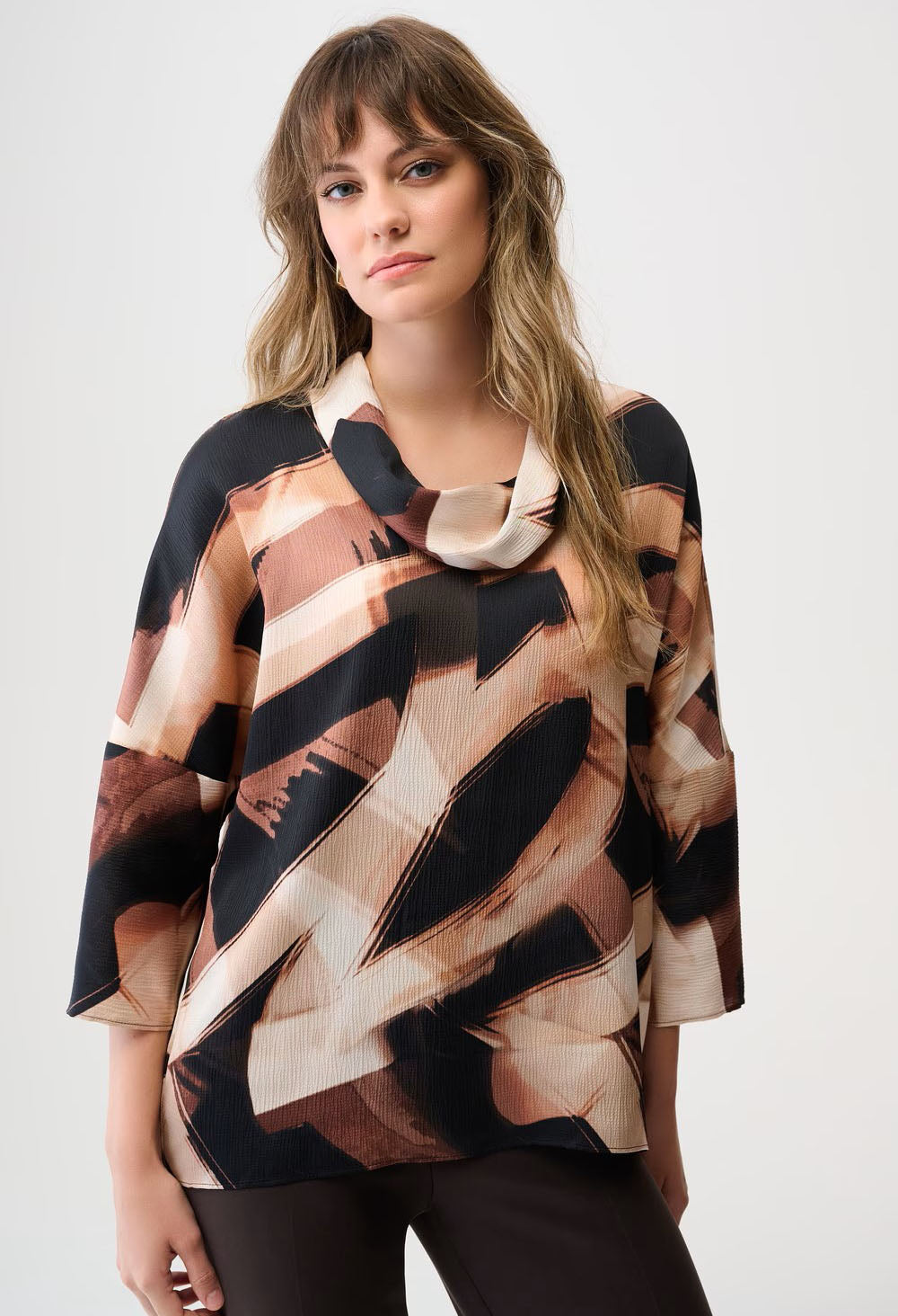 Abstract Cowl Neck Pullover