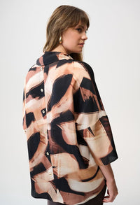 Abstract Cowl Neck Pullover