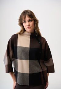 Plaid Mock Neck Knit Top