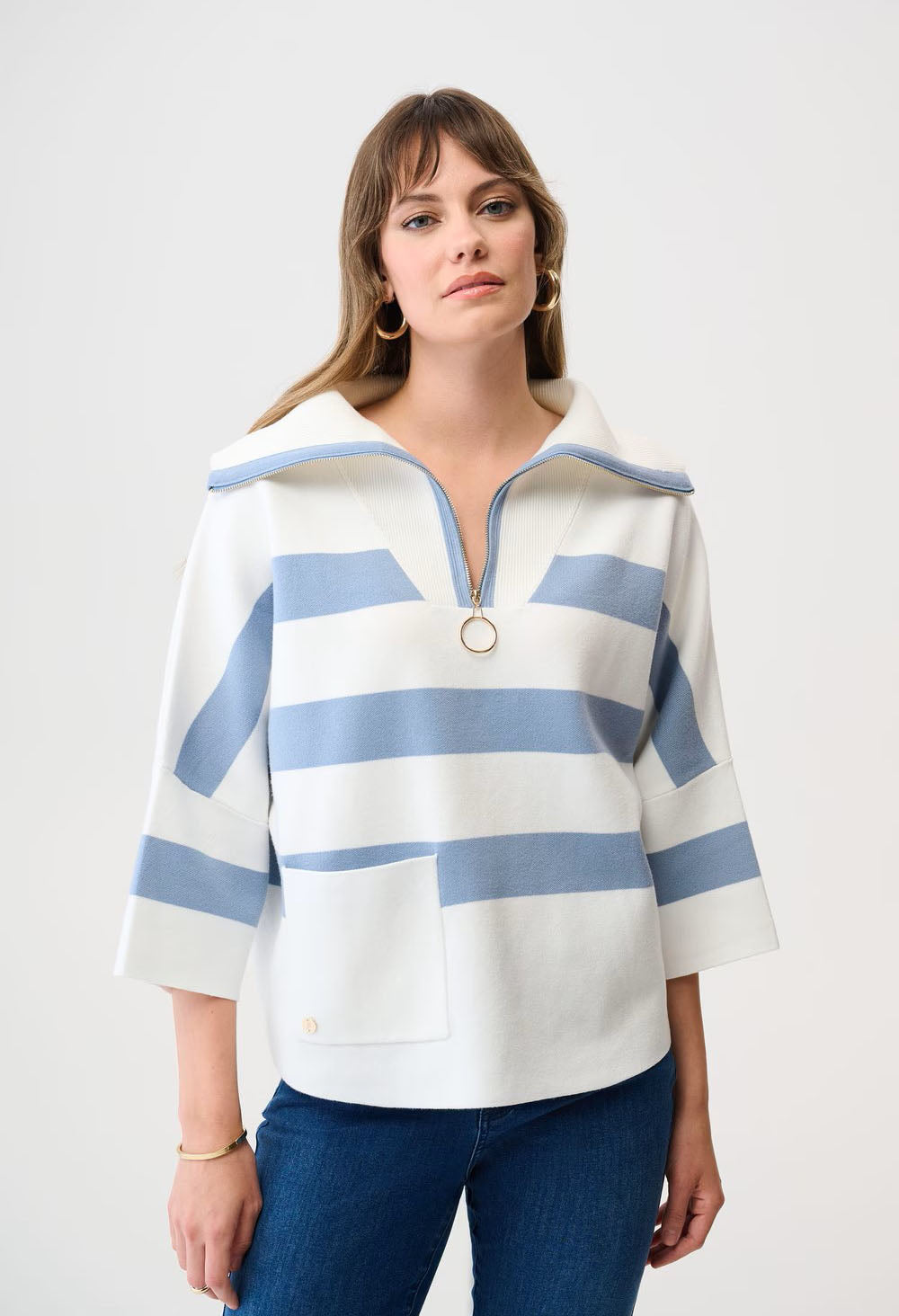 Striped Casual Zipper Top