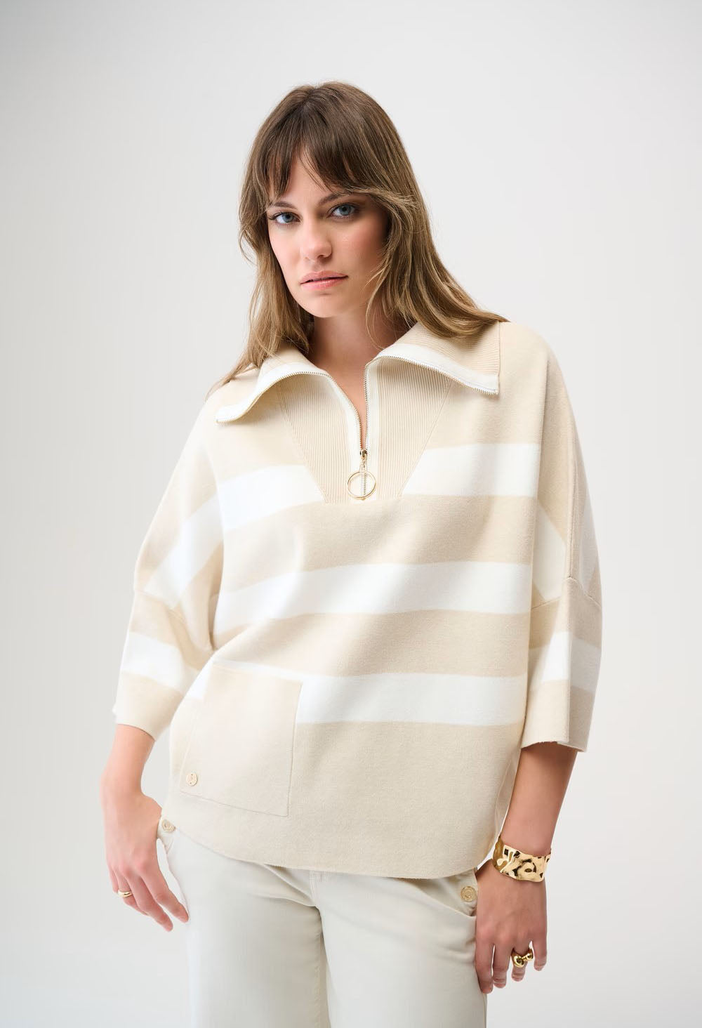 Striped Casual Zipper Top