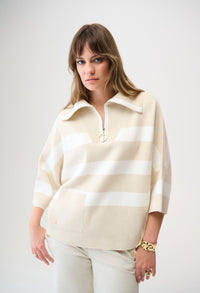 Striped Casual Zipper Top