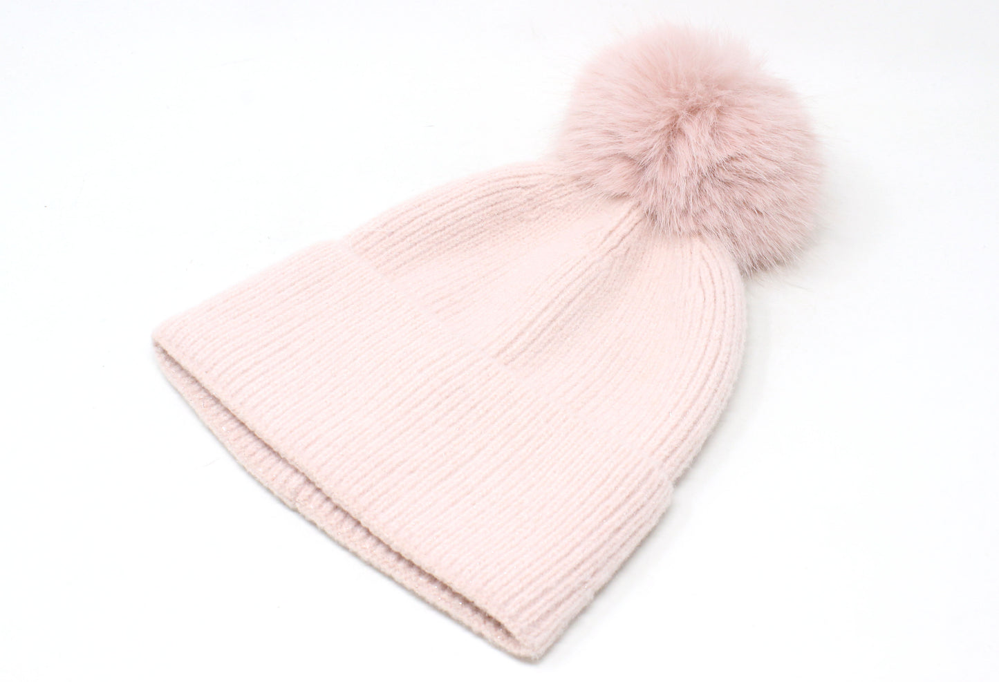 Ribbed Knit Pom Pom Beanie