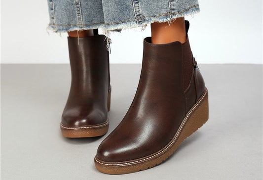 chocolate brown wedge ankle boot