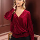 Faux Wrap Velvet Blouse